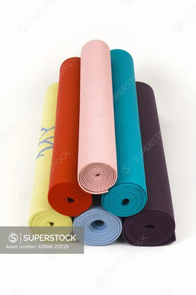 Yoga mats in various colors.