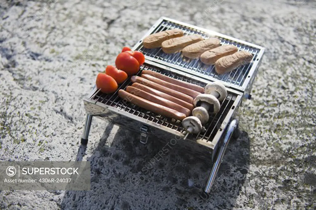Meal on barbecue grill