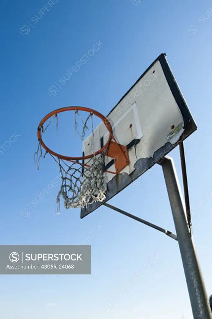 An old basket goal against the sky, Sweden.