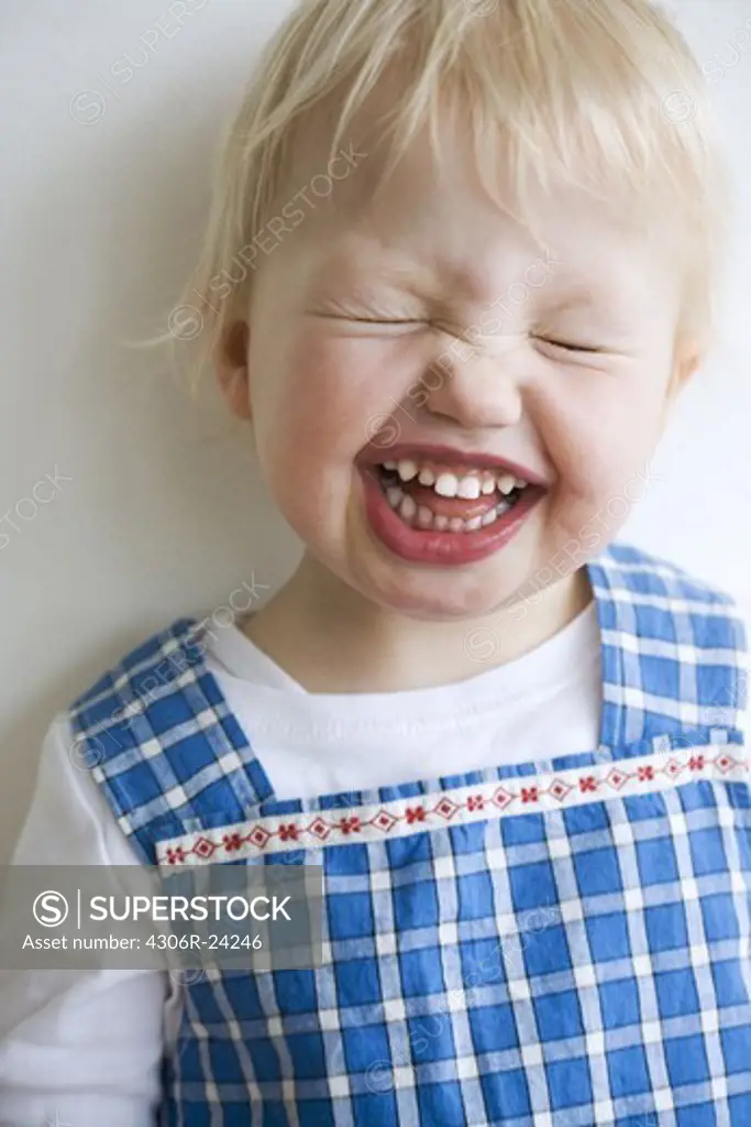 Portrait of a laughing girl, Sweden.