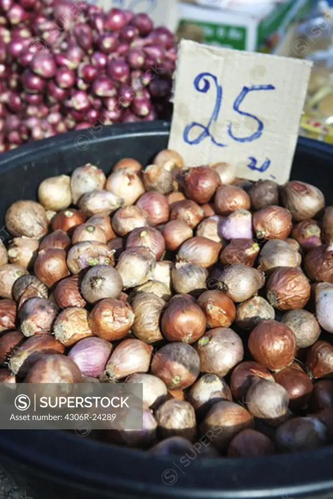 Onions for sale in market