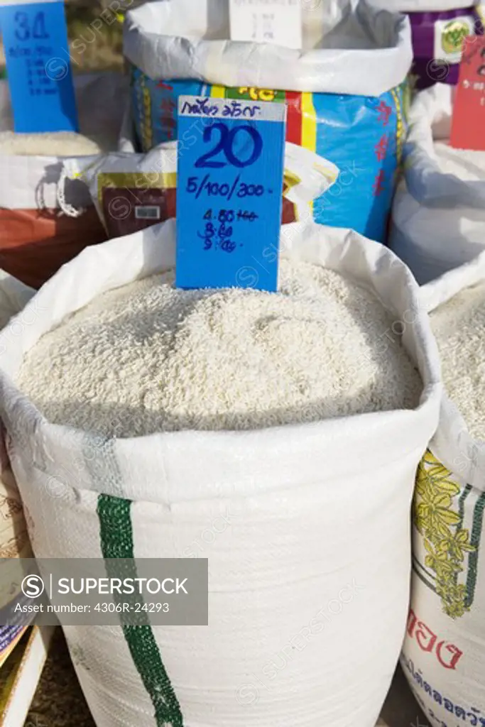 Sack of rice in market