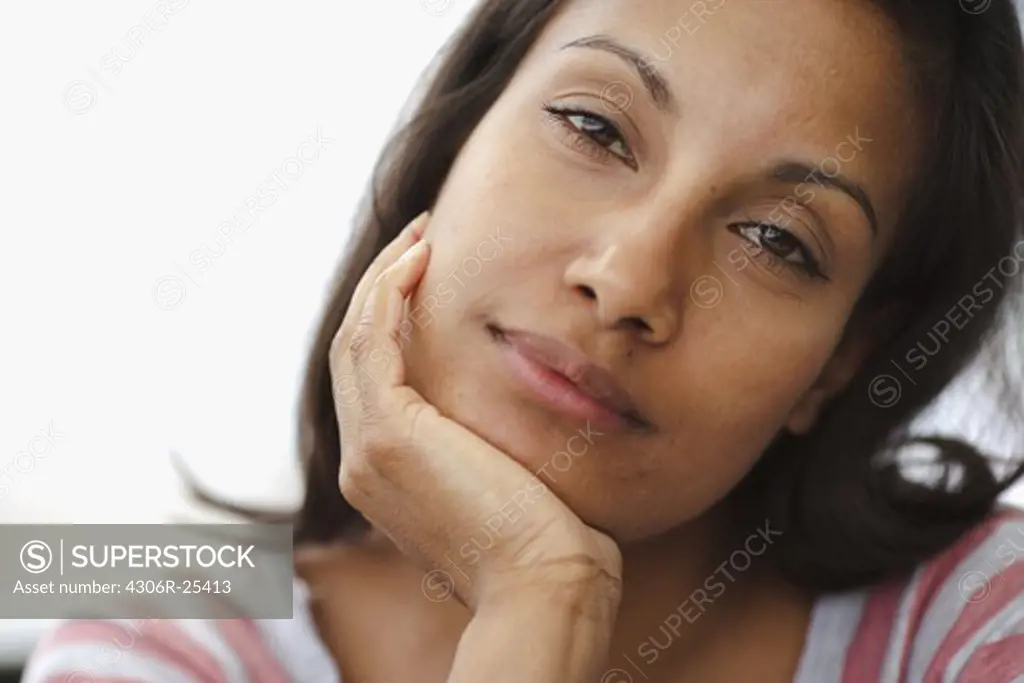 Portrait of woman relaxing outdoors