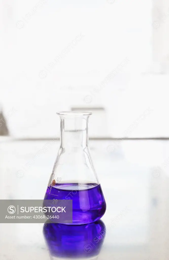 Conical flask with purple liquid