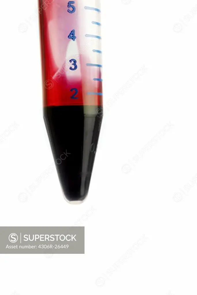 Close-up view of test tube with blood sample