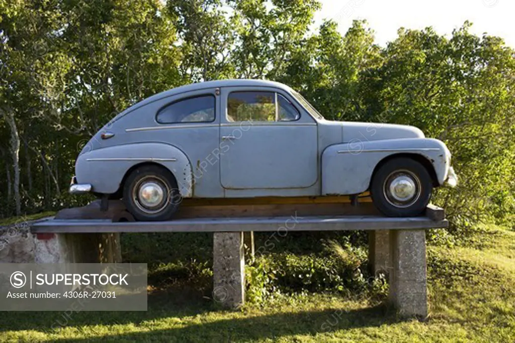Old fashioned car on platform