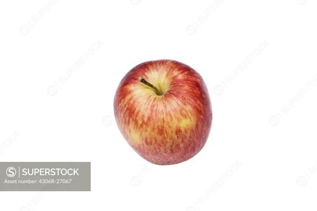 Close-up studio shot of red organic apple