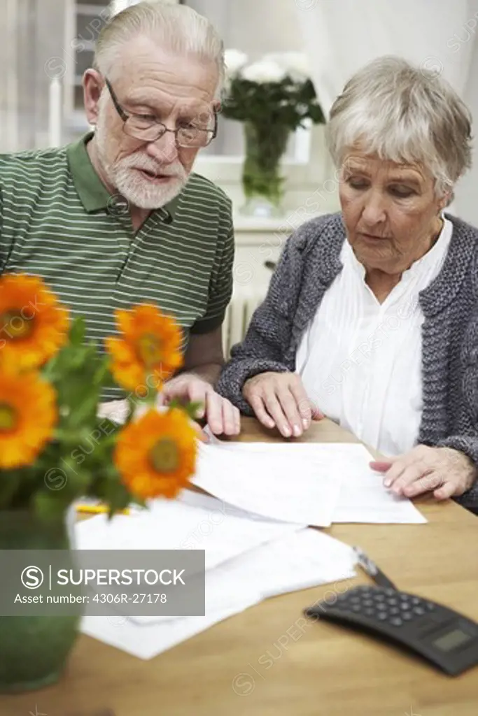 An elderly couple at home, Sweden.