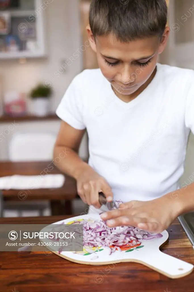 Boy preparing a onion