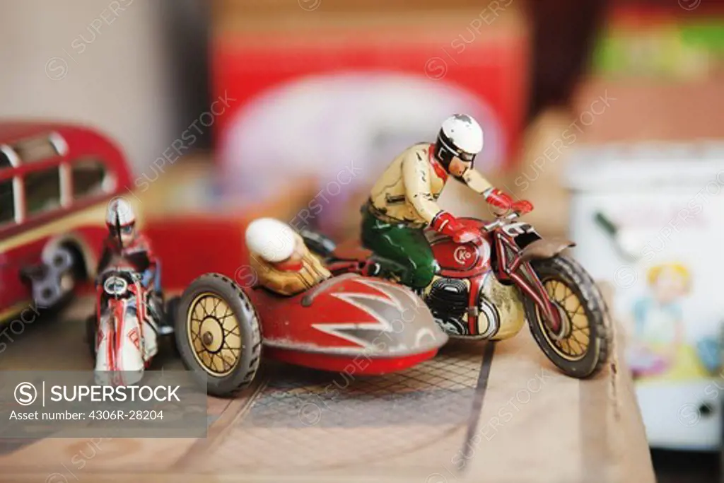 Close-up of old-fashioned motorcycle toy