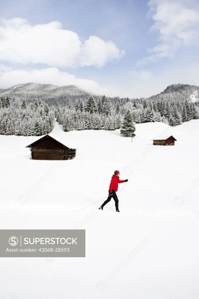 Man skiing in scenic landscape