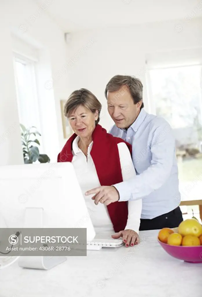 Mature couple using computer