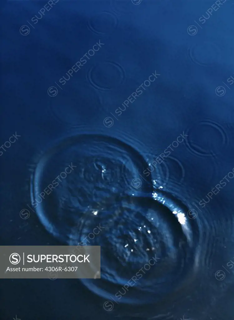 Water drop creating ripples on water surface