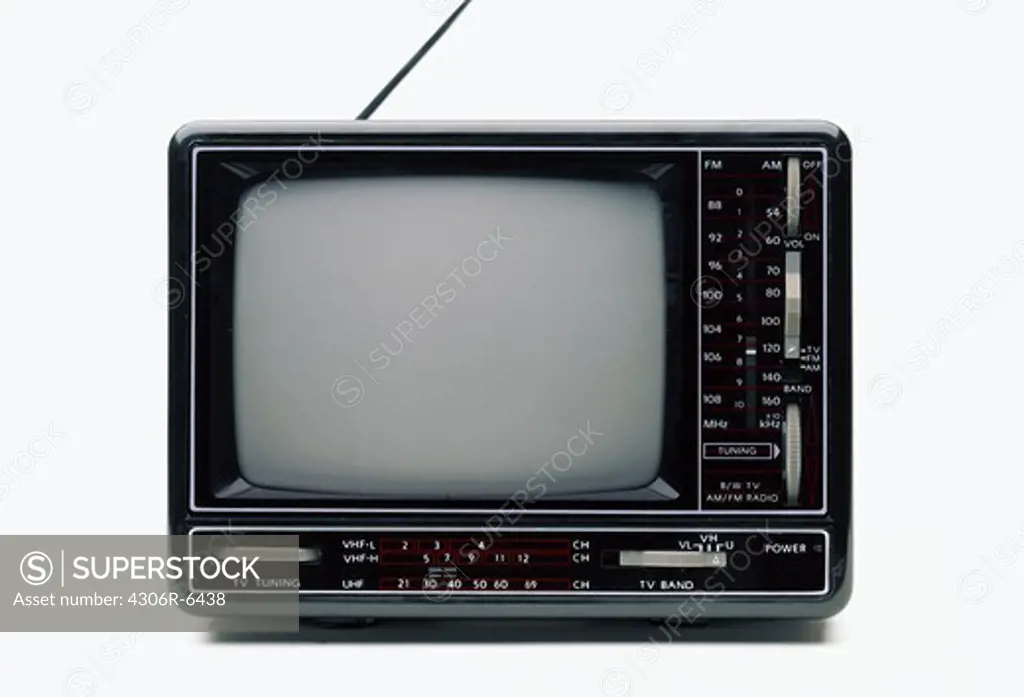 Old television set against white background