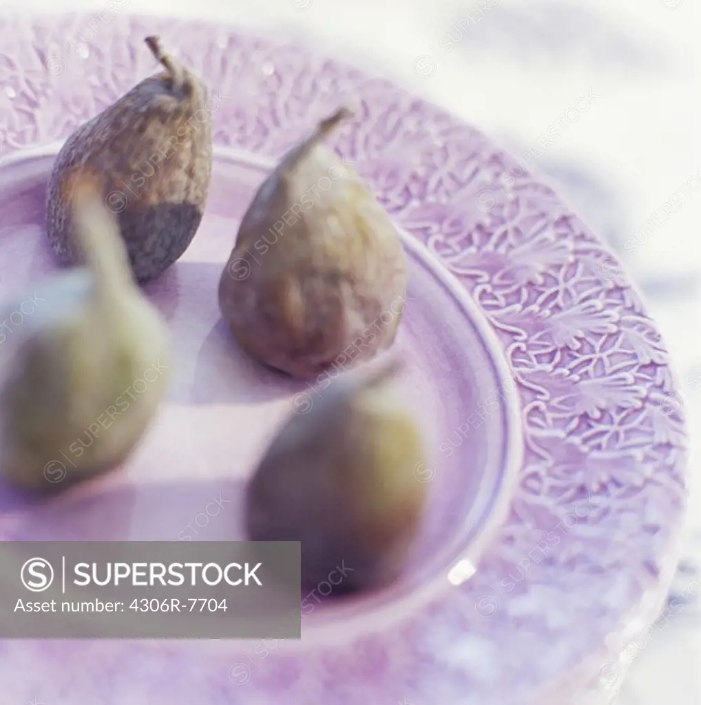 Figs in plate, close-up
