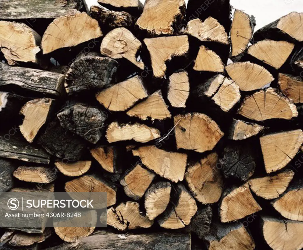 Stack of firewood, close-up