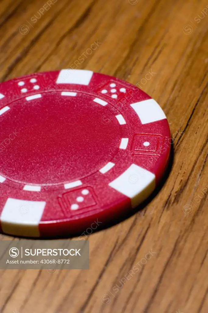 A red gambling mark, close-up.