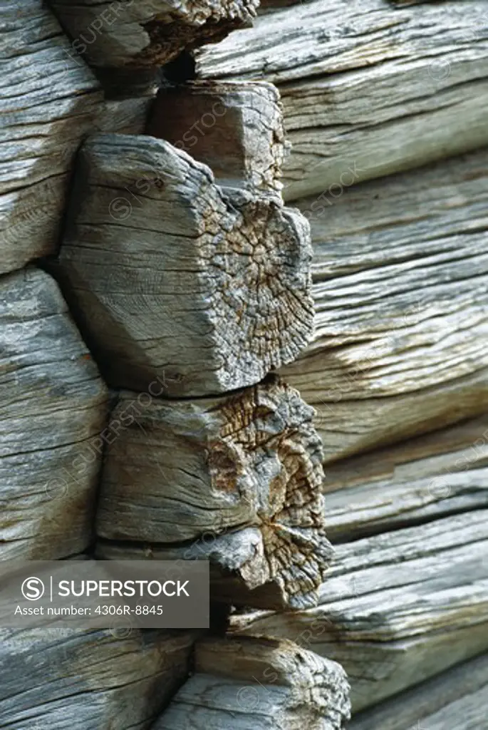 Detail from a log house, close-up.