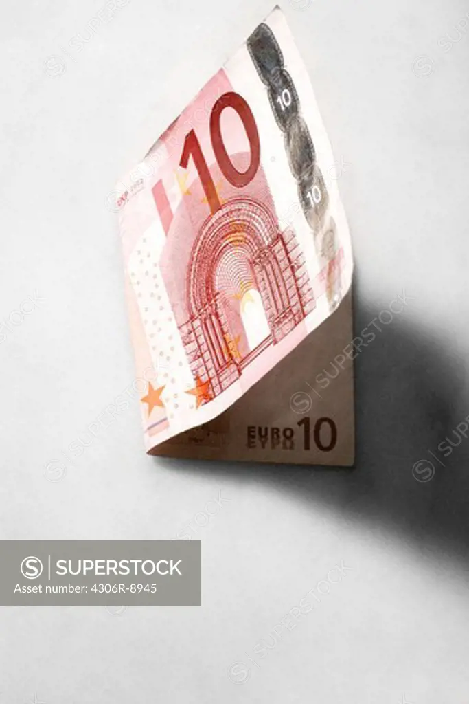 A folded Euro bill, close-up.