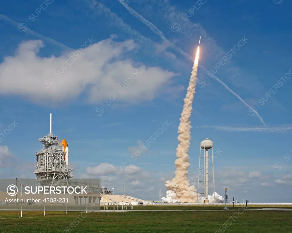 Ares I-X Test with Nearby Space Shuttle