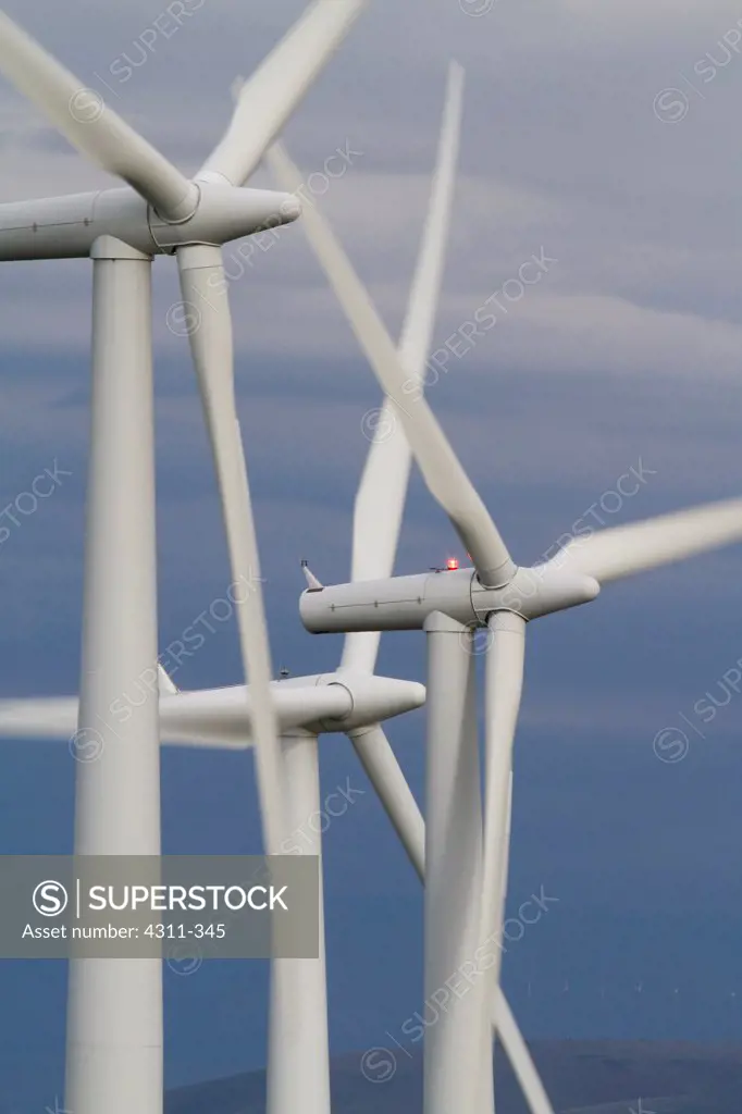 Wind turbines in a farm, Nine Canyon Wind Project, Richland, Washington State, USA