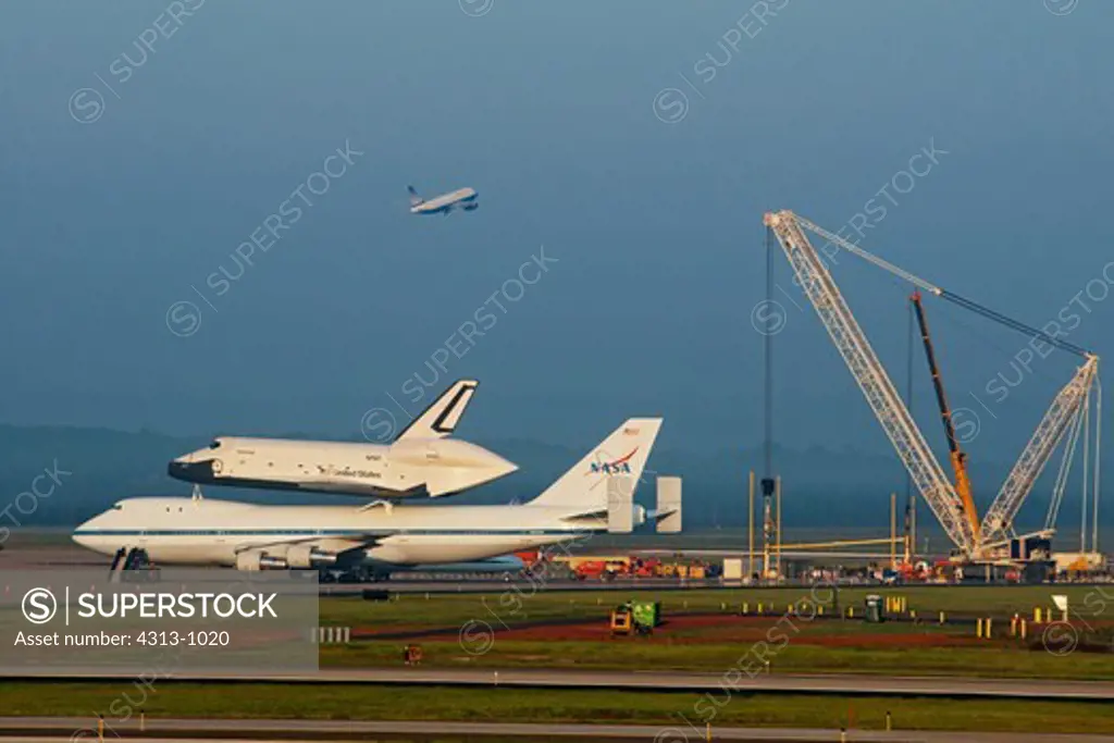 Space Shuttle Prototype Enterprise Being Mated to NASA 747 Shuttle Carrier Aircraft