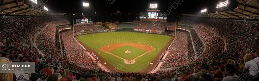 Panorama of Angel Stadium of Anaheim, California. Home of baseball's Los Angeles Angels of Anaheim (formerly California Angels and Anaheim Angels).