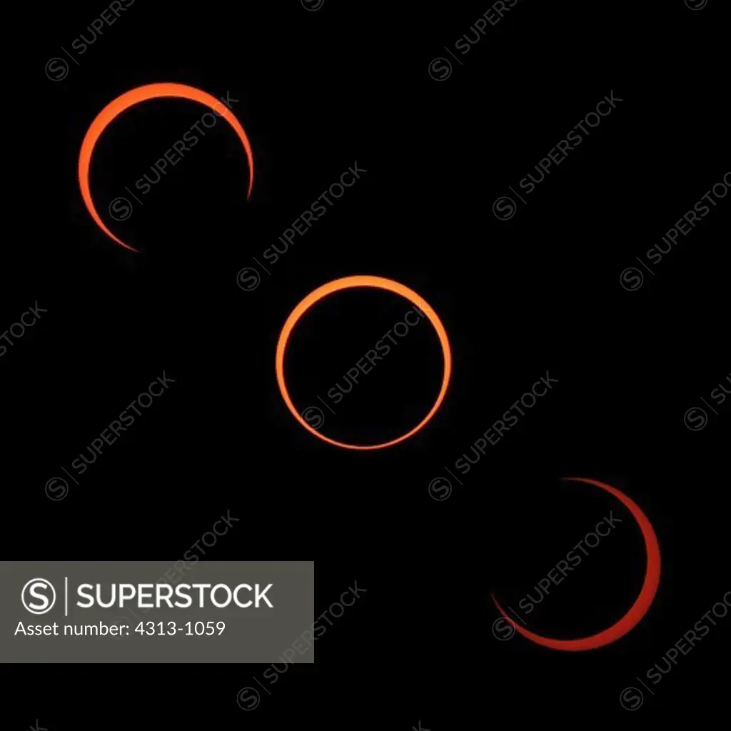 The phases of the annular solar eclipse of May 20, 2012, are captured in a digital composite photograph