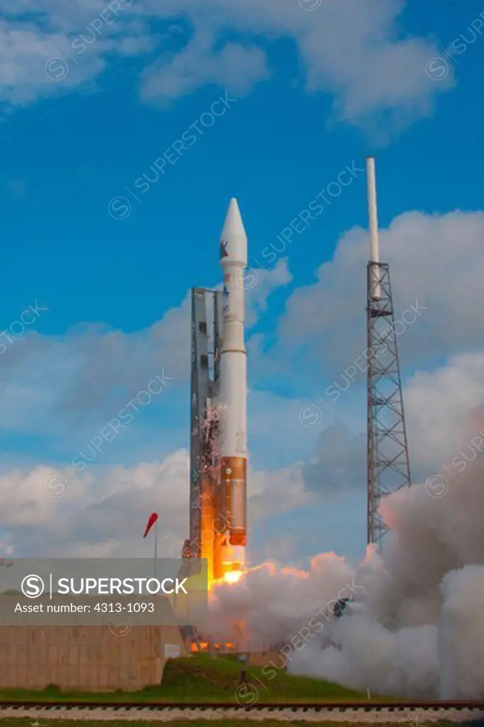 An Atlas V (Atlas 5) Rocket lifts off from Complex 41 at Cape Canaveral Air Force Station, Florida, with the classified NRO L-38 payload onboard for the National Reconnaissance Office (NRO), the agency in charge of the nation's fleet of spy satellites.