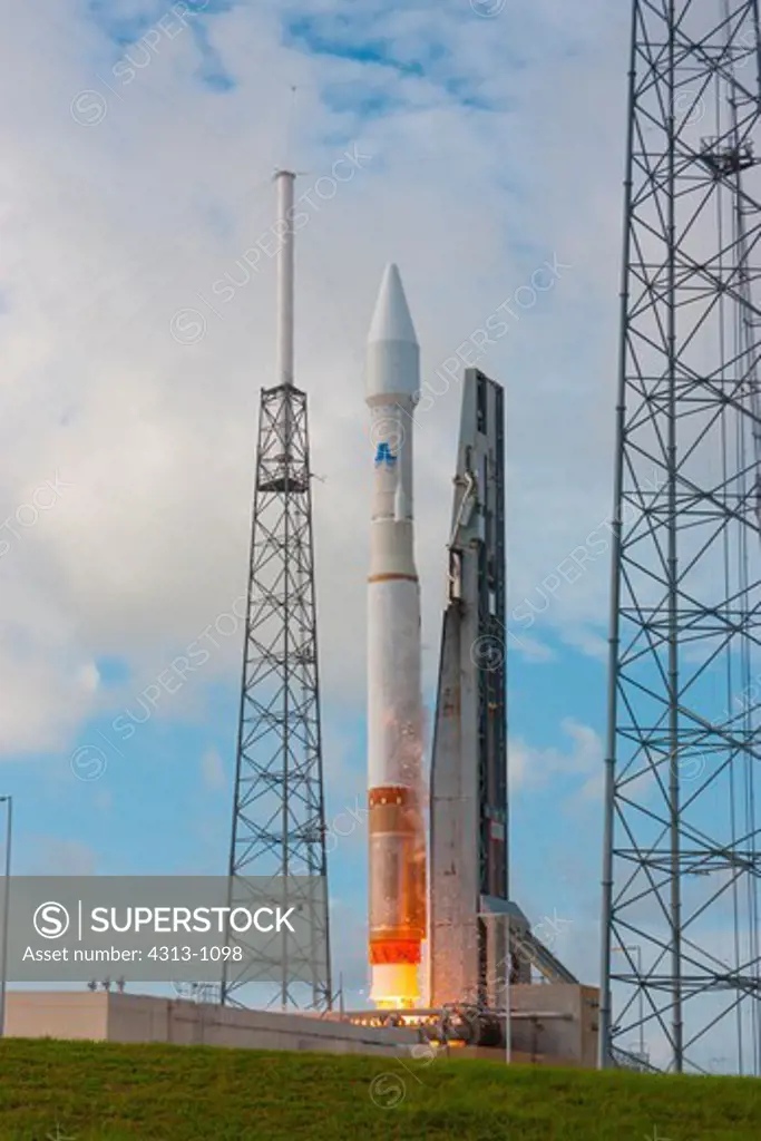 An Atlas V (Atlas 5) Rocket lifts off from Complex 41 at Cape Canaveral Air Force Station, Florida, with the classified NRO L-38 payload onboard for the National Reconnaissance Office (NRO), the agency in charge of the nation's fleet of spy satellites.