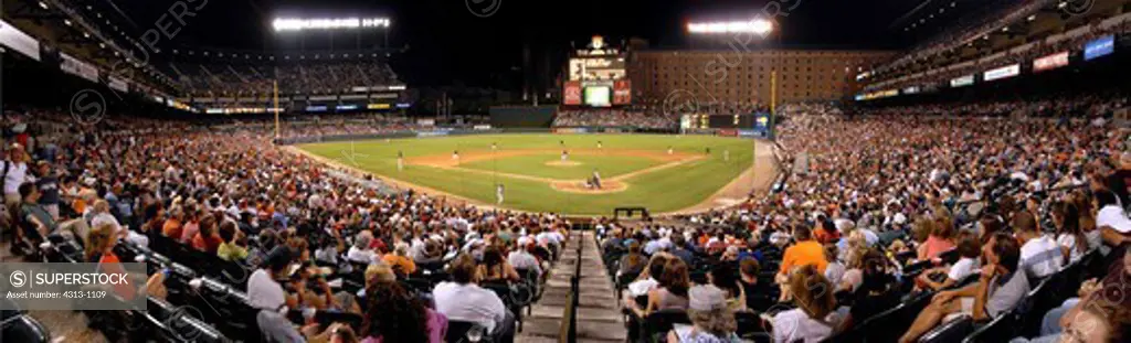 Panorama of Oriole Park at Camden Yards, Baltimore, Maryland. Home of baseball's Baltimore Orioles.