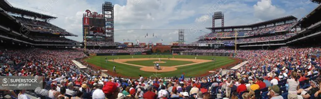 Panorama of Citizens Bank Park, Philadelphia, Pennsylvania. Home of baseball's Philadelphia Phillies.