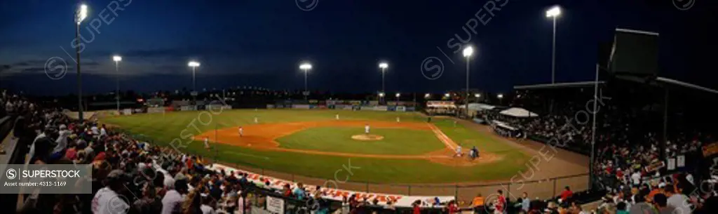 Panorama of Jackie Robinson Ballpark, Daytona Beach, Florida. Home of baseball's Class A Daytona Cubs,  where Jackie Robinson broke the color barrier and played in the major leagues for the first time in pre-season baseball in 1946.