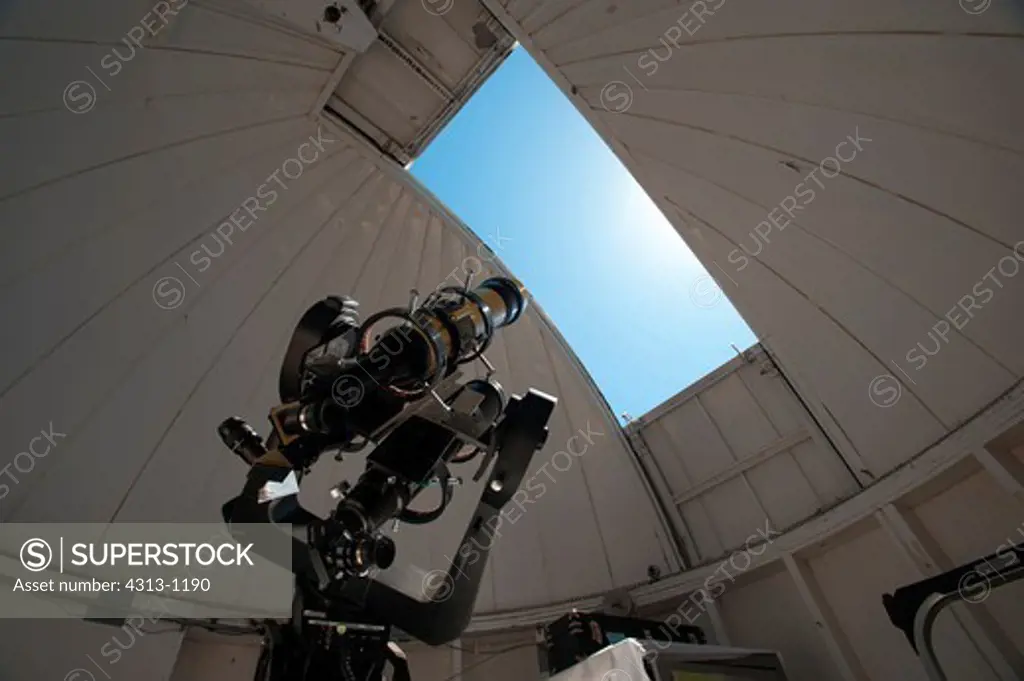 A small solar telescope is aimed at the sun at Kitt Peak National Observatory, Arizona