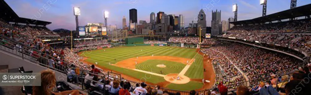 Panorama of PNC Park, Pittsburgh, Pennsylvania. Home of baseball's Pittsburgh Pirates.