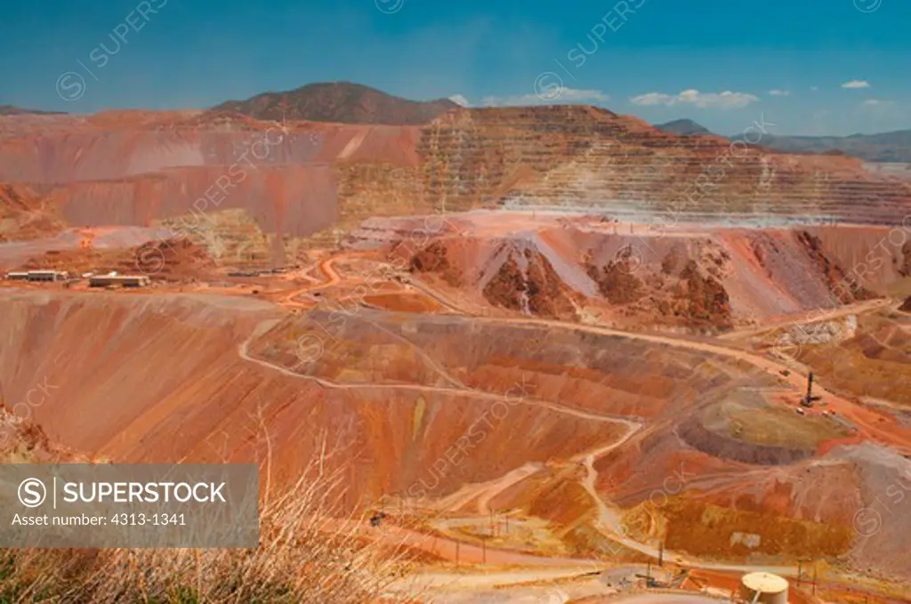 The open-pit Morenci Mine in Morenci, Arizona, is the largest copper mine in North America and one of the largest in the world. It also mines gold.