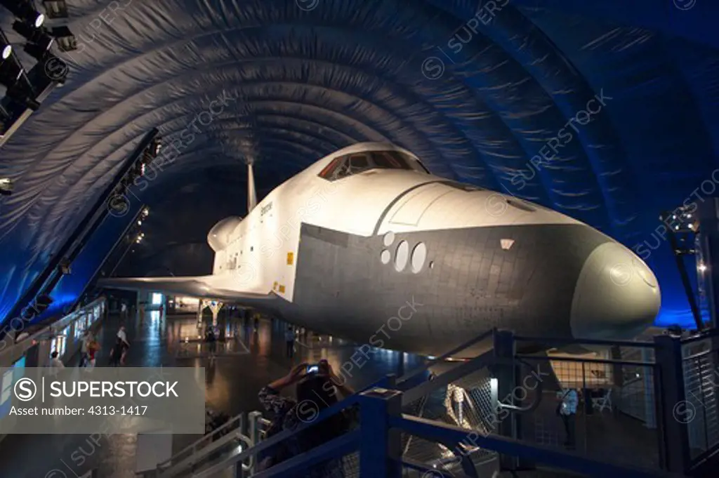 USA, New York State, New York City, Intrepid Sea, View of space shuttle prototype Enterprise in Air and Space Museum in July 2012