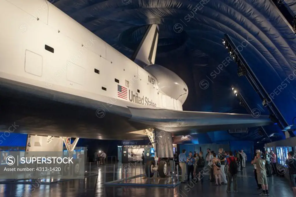 USA, New York State, New York City, Intrepid Sea, View of space shuttle prototype Enterprise in Air and Space Museum in July 2012