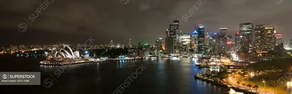 Australia, New South Wales, Sydney. Skyline of city with Sydney Opera House at Circular Quay