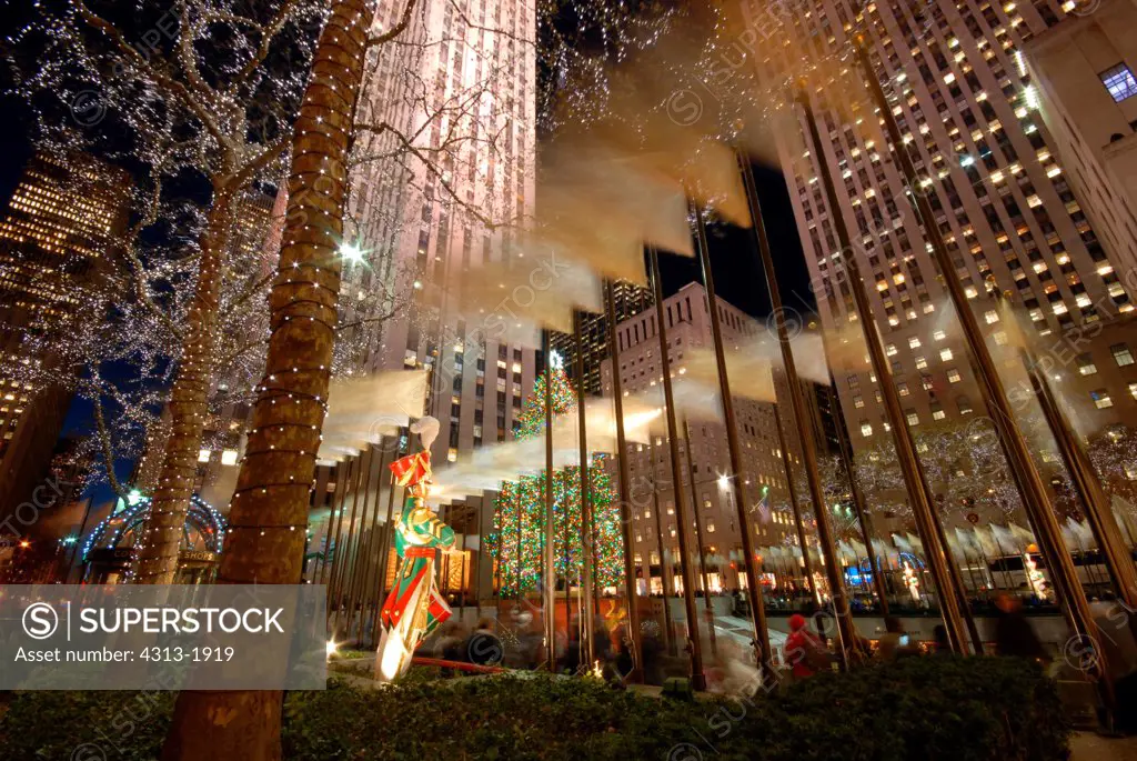 Christmas decorations at Rockefeller Center, Manhattan, New York City, New York State, USA