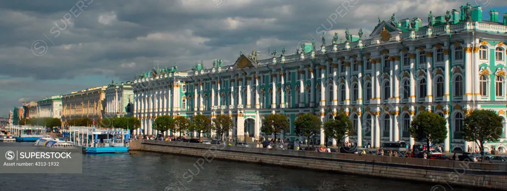 Museum at the riverside, Winter Palace, State Hermitage Museum, Neva River, Palace Square, St. Petersburg, Russia