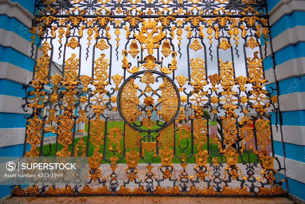 Entrance gate of a palace, Catherine Palace at Tsarskoye Selo, St. Petersburg, Russia