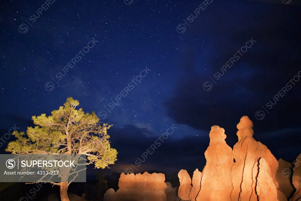 The Milky Way over the Three Wisemen in Bryce Canyon National Park.