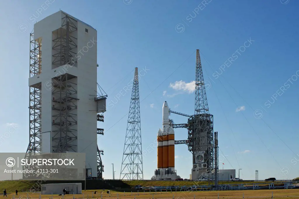 A Delta IV-Heavy rocket sits on Pad 37B awaiting launch with NRO L-26 for the U.S. National Reconnaissance Office.