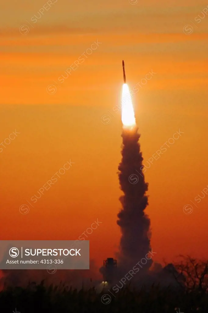 The first Minotaur 1 rocket launches from the new Mid-Atlantic Regional Spaceport (MARS) at NASA's Wallops Island, Virginia facility. It is the first orbital space launch from the island in a generation. Launch occurred just before sunrise local time. Onboard are the Tacsat-1 satellite for the US Air Force and GeneSat-1 spacecraft for NASA.