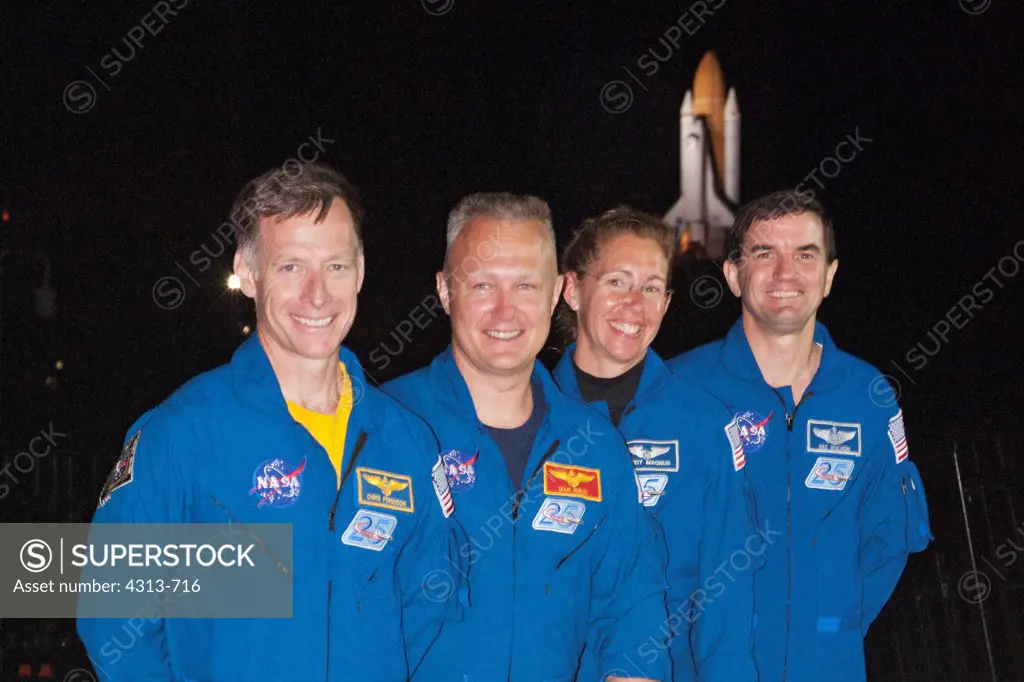 Final Shuttle Crew With Atlantis in Background