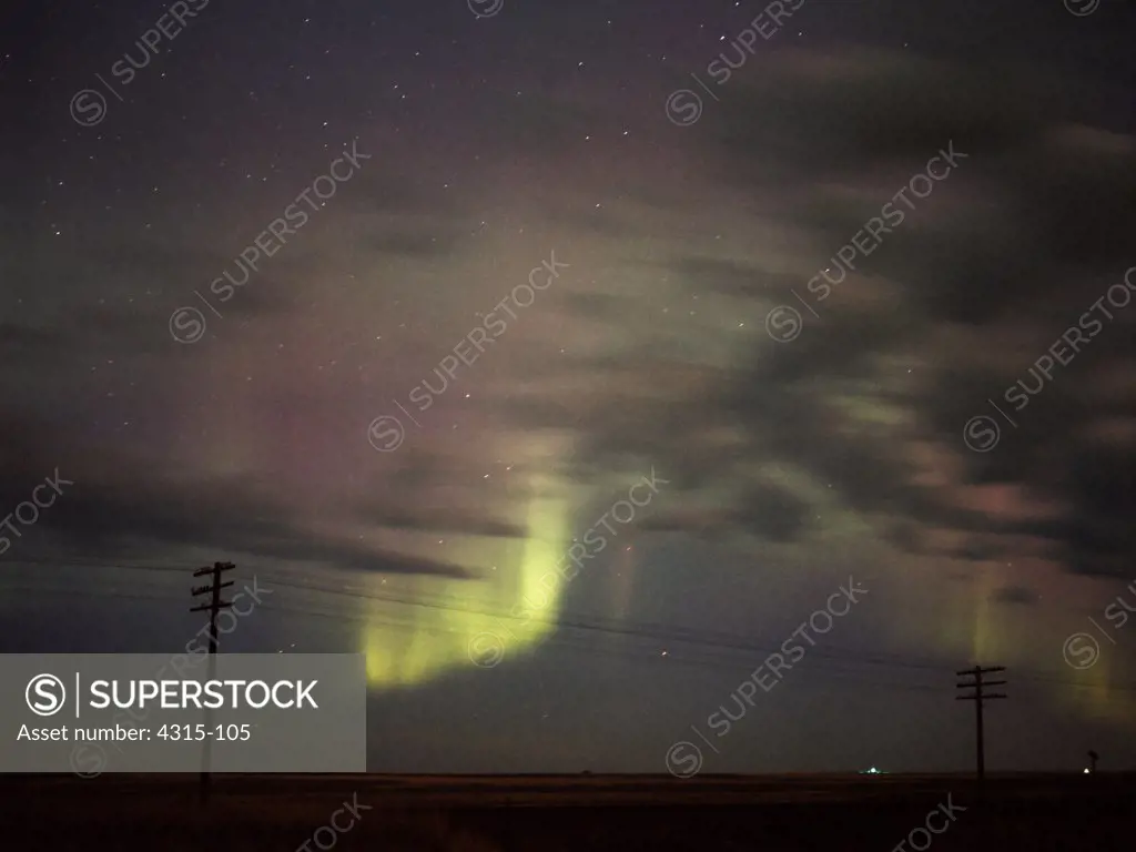 Green and Pink Auroral Curtains
