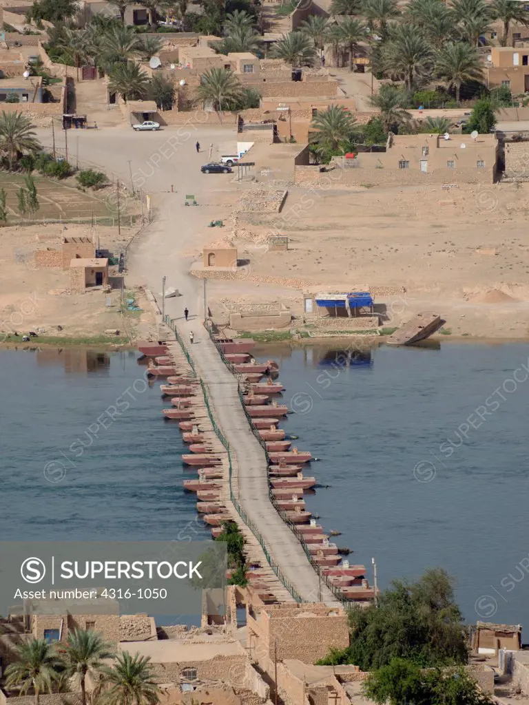 A Pontoon Bridge Crossing the Euphrates River Near the City of Haditha in Iraq's Al Anbar Province