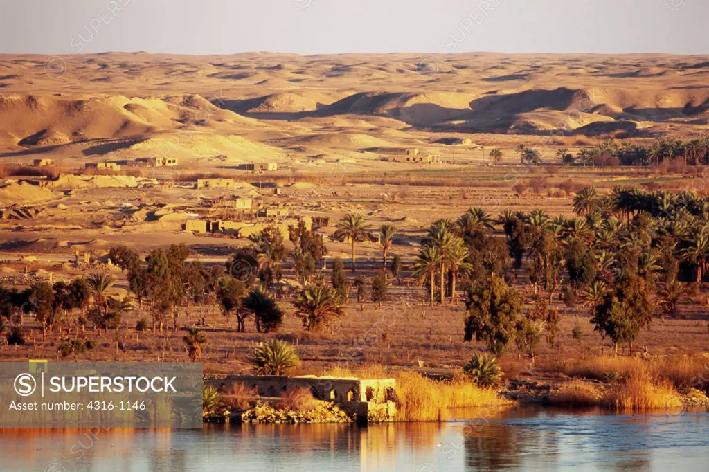 The Euphrates River and the Desert Beyond, Anbar Province of Iraq