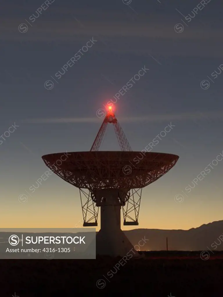 Nighttime View of Radio Telescope Pointed Toward Deep Space
